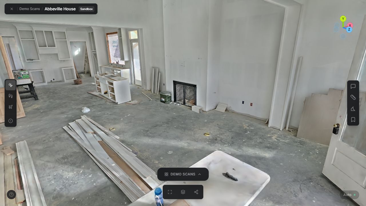 Abbeville House open in Mirror Labs, showing the captured interior and property viewer tools